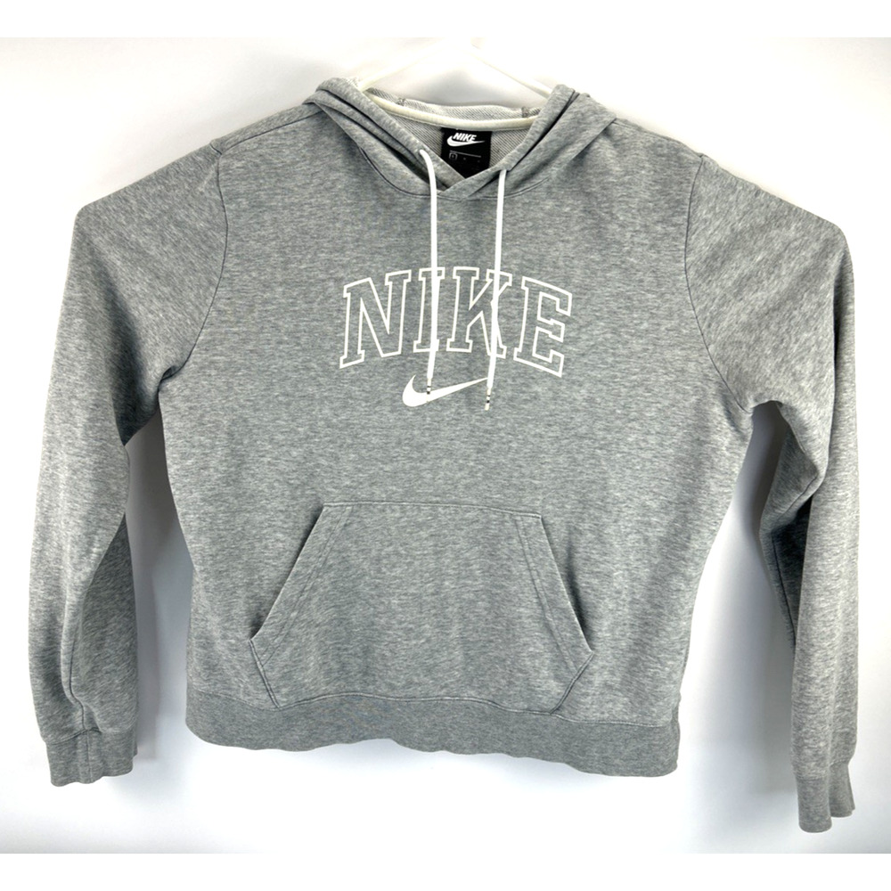 Gray Nike Lightweight Hoodie White Check Swoosh Logo Size Women’s Large